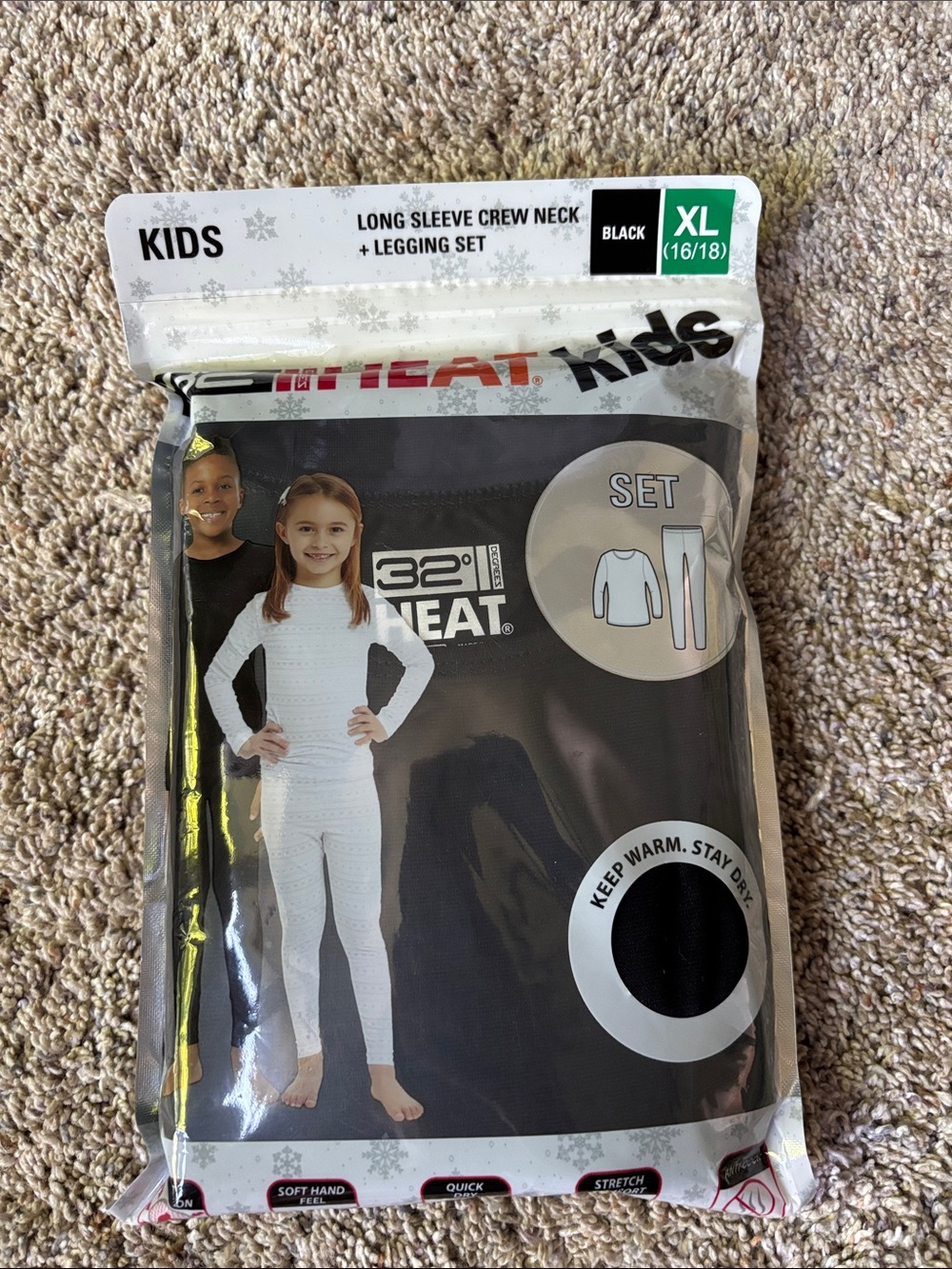 32 Degrees Kids Black Long Sleeve Crew Neck & Legging Set